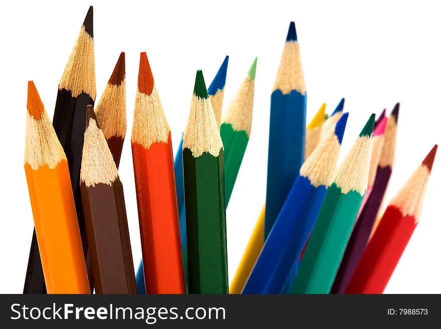 Beautiful color pencils on a white background