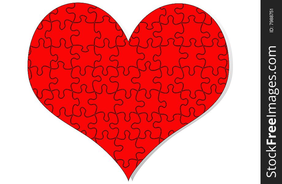 Illustration of red puzzle heart. Illustration of red puzzle heart