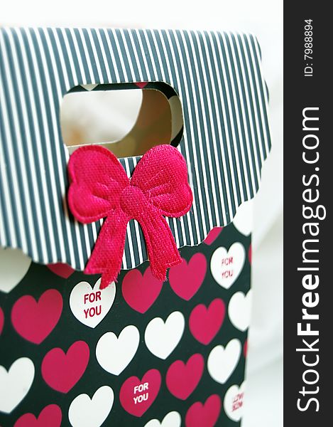 Gift box with hearts and bow. Gift box with hearts and bow