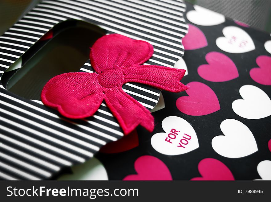 Present bag with hearts and love. Present bag with hearts and love