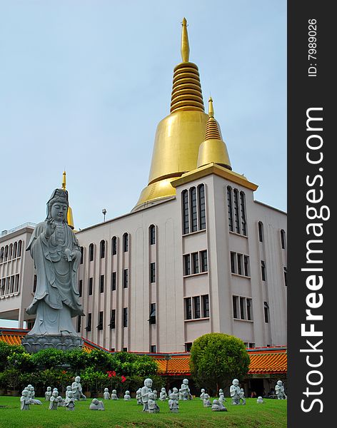 Buddha statue with stupa