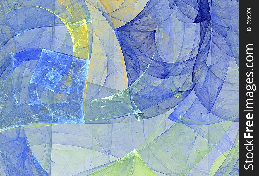 Abstract fractal illustration in yellow-blue gamma. Abstract fractal illustration in yellow-blue gamma