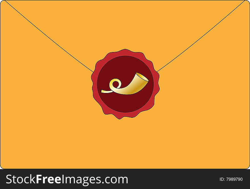 Yellow closed envelope with sealing wax
