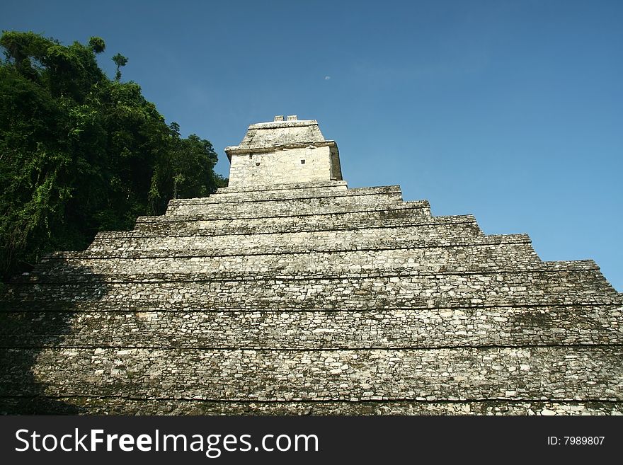 The moon rising above the Pyramid of the Inscriptions.
Palenque, Mexico