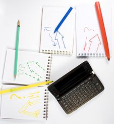 Open Palmtop Opposite Four Notebooks Stock Image Open Palmtop Opposite Four Notebooks Stock Image