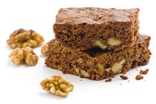 Hot Chocolate Brownie With Walnuts And Vanilla Royalty Free Stock Image Hot Chocolate Brownie With Walnuts And Vanilla Royalty Free Stock Image
