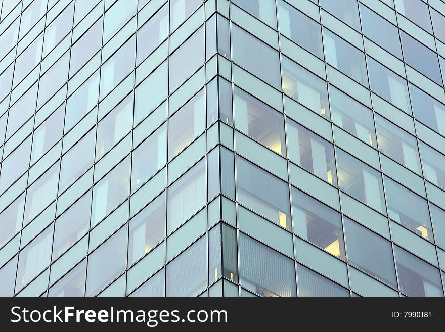 Corner view of corporate building detail