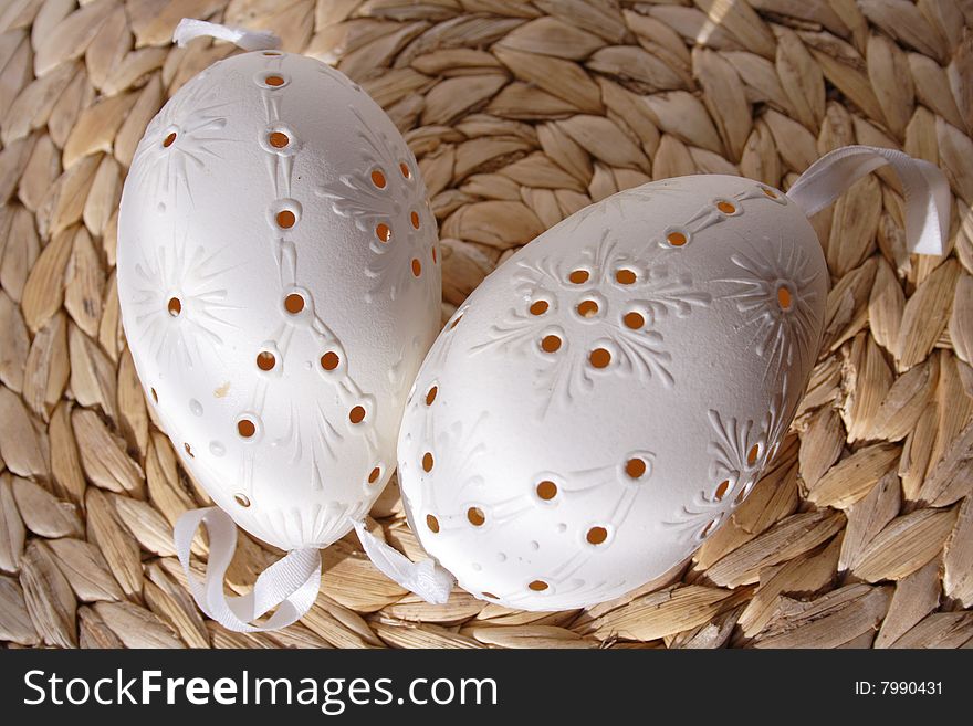 Eastern decoration, hand-made ornaments on eggs. Eastern decoration, hand-made ornaments on eggs