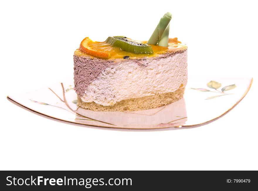 A piece of cake isolated on white background. A piece of cake isolated on white background.