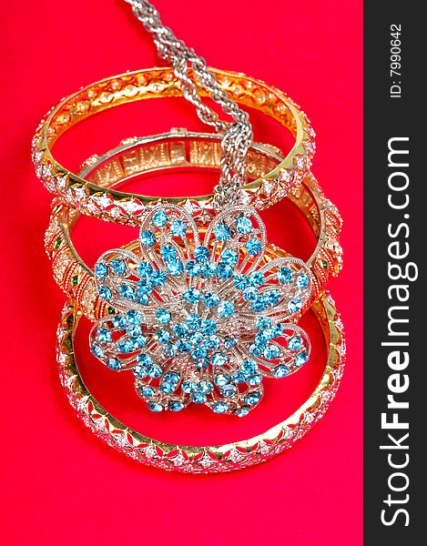 Diamond bangles and pendant