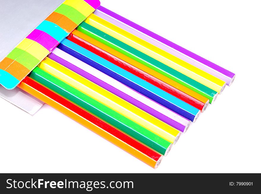 Colored pencils isolated on white