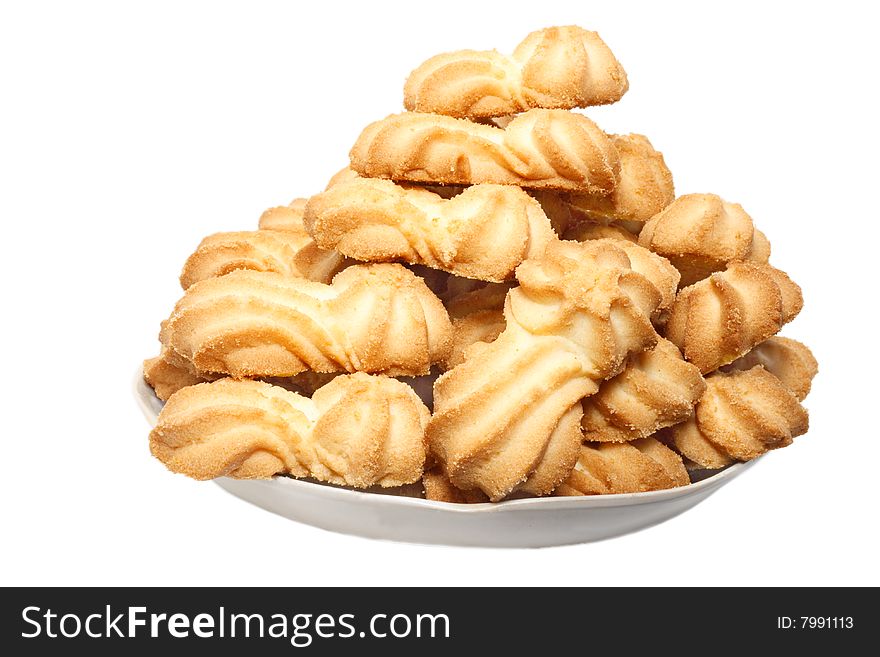 Cookie in a dish on a white background