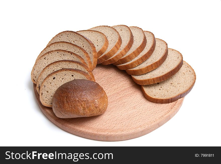 Pieces of long loaf isolated on a white background. Pieces of long loaf isolated on a white background.