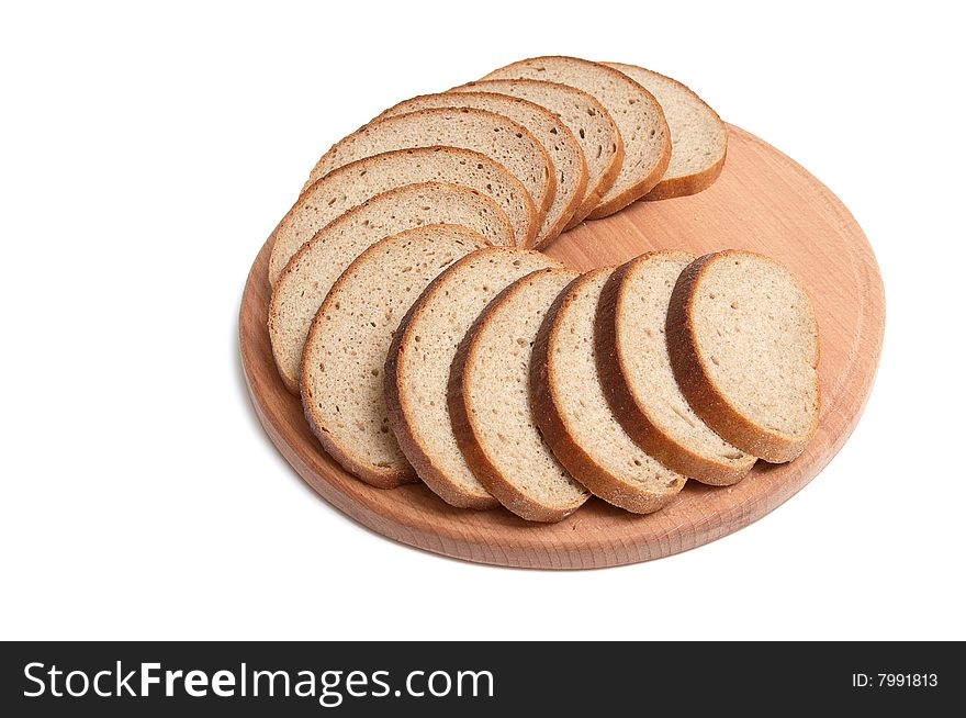 Pieces of long loaf isolated on a white background. Pieces of long loaf isolated on a white background.