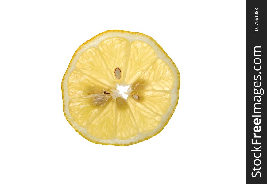 Plate  lemon on white background.