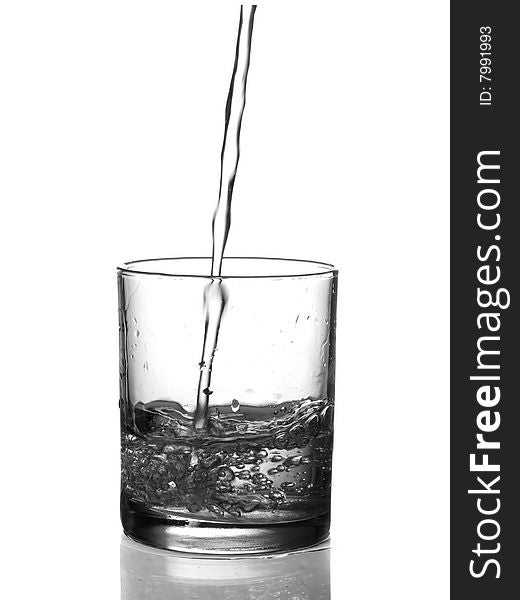 Water isolated on white background. (glass water, drink).