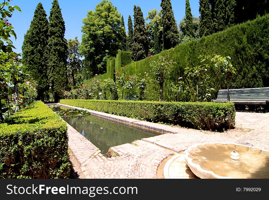 The magnificent garden called Generalife, in the Alhambra Palace, Spain. The magnificent garden called Generalife, in the Alhambra Palace, Spain