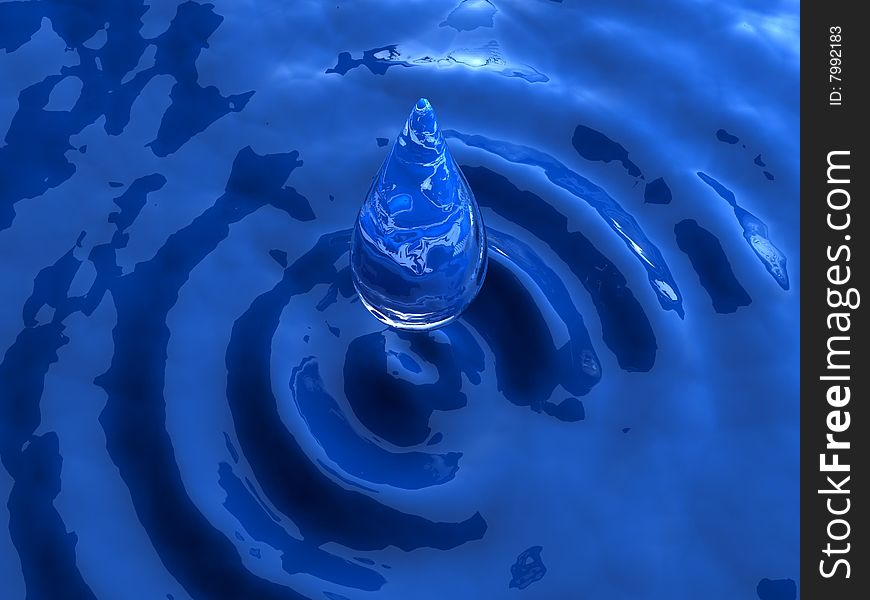 This image is a 3d render water drop