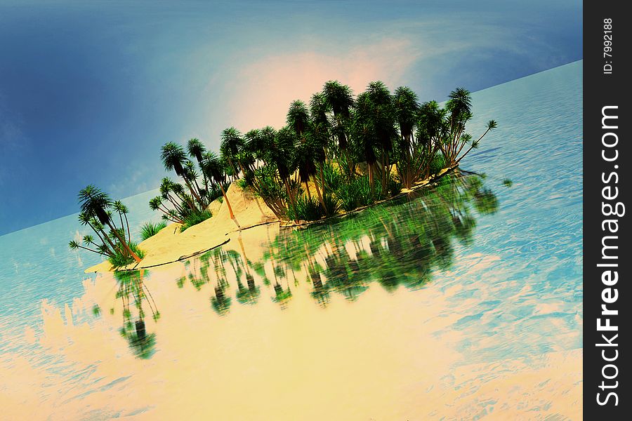 Beautiful tropical island rendered by 3d studio max