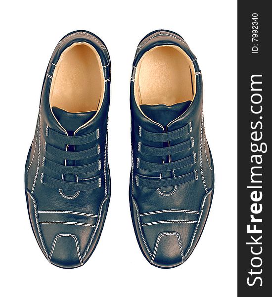 Man grey isolated  leathers shoes