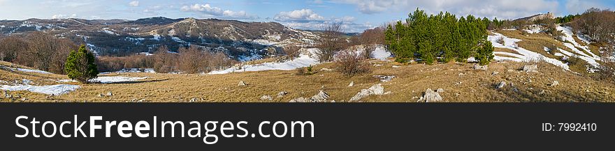 Winter panorama in mountains Krimea