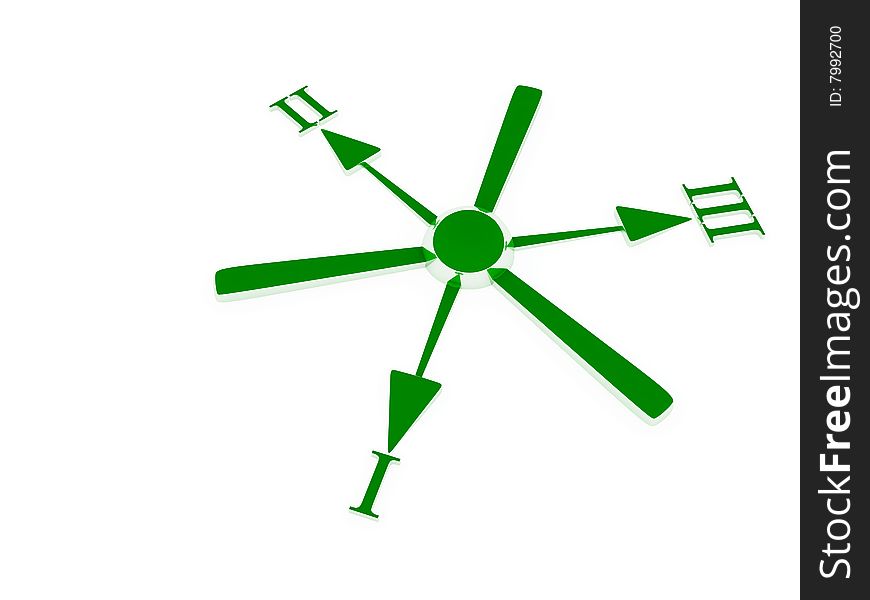 Pointers specifying directions on three different positions