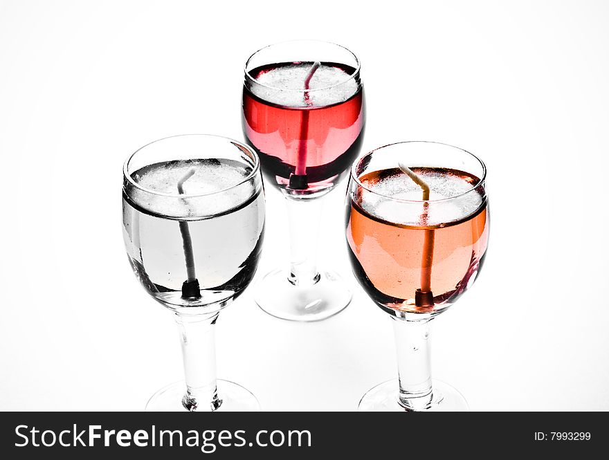 Candles in a glass of jelly wax. Candles in a glass of jelly wax