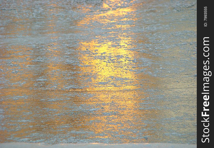 Surface of the ice shined with the sun