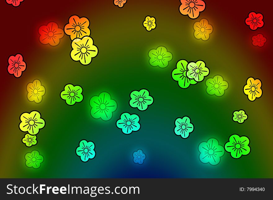 Card with flowers on colorful background