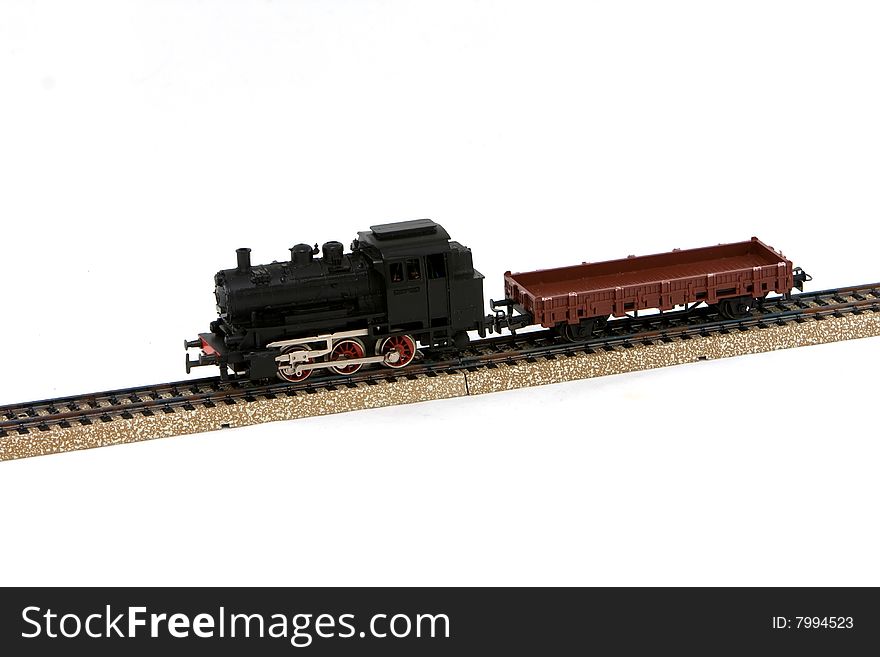 Model Train On A White Background.