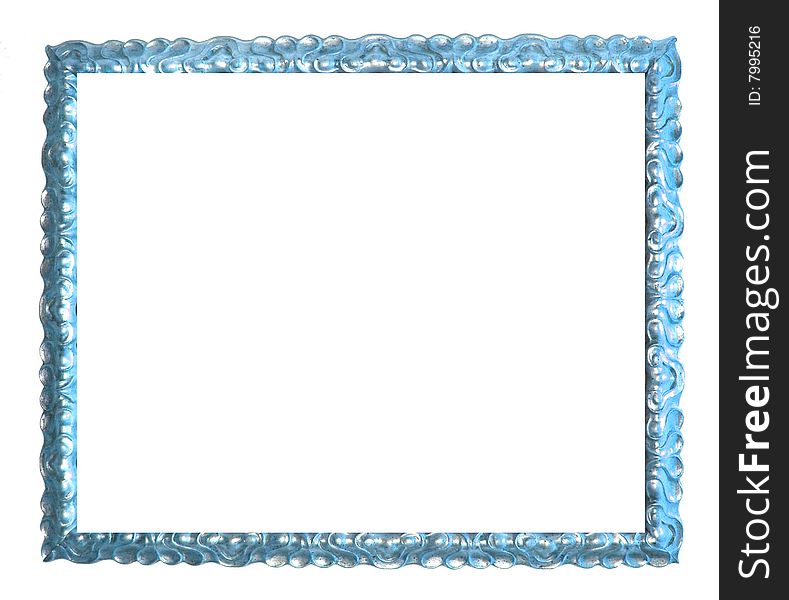 Antique blue and silver frame with ornamentation. Antique blue and silver frame with ornamentation