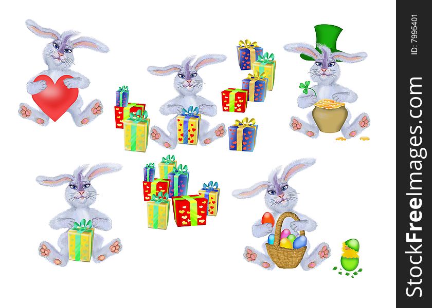 Collection of  rabbit to the spring holidays