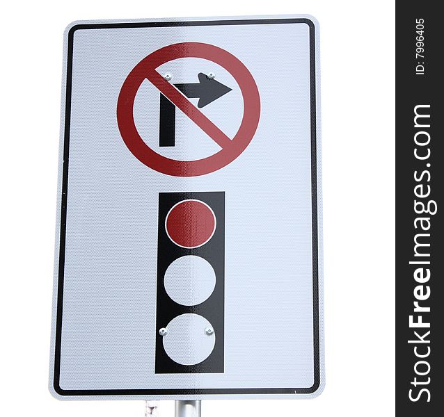 Traffic light guidepost with white background