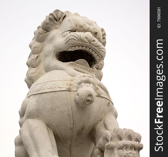 Chinese style stone carved lion. Chinese style stone carved lion