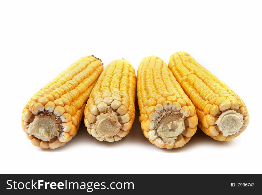 Close up of the corn cob isolated on white