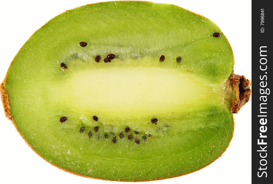 Macro photo of a kiwi on white background. fruits