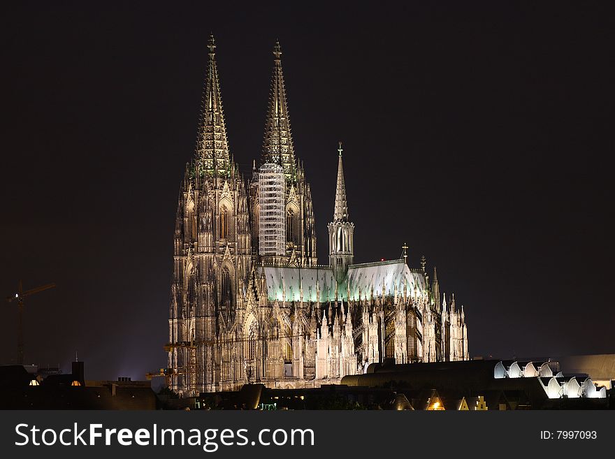 Night scene of gothic cathedral