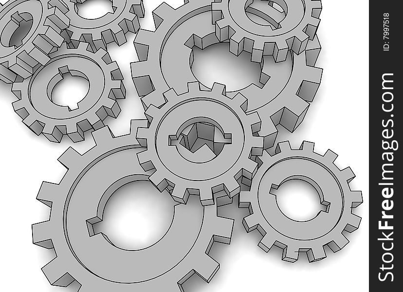 Isolated cogwheels - business network - illustration