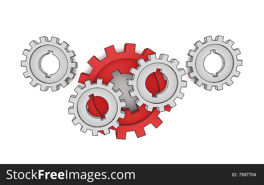 Isolated cogwheels - business network - illustration