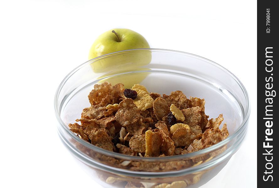 Muesli In A Glanse Dish With Apple
