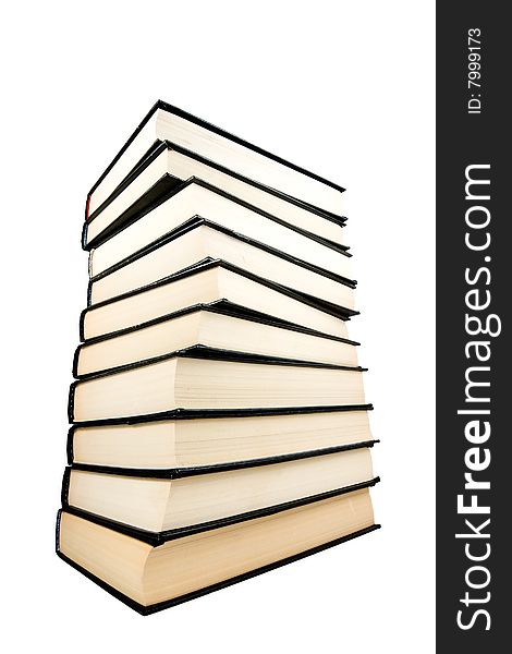 Stack of black  books isolated on the white background.