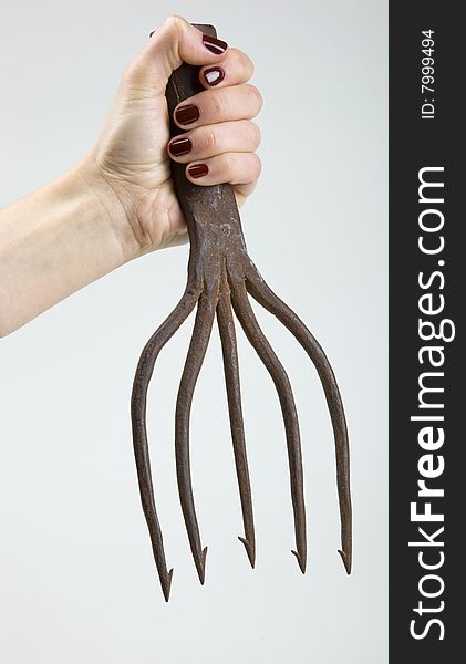 Woman hand holding a fork