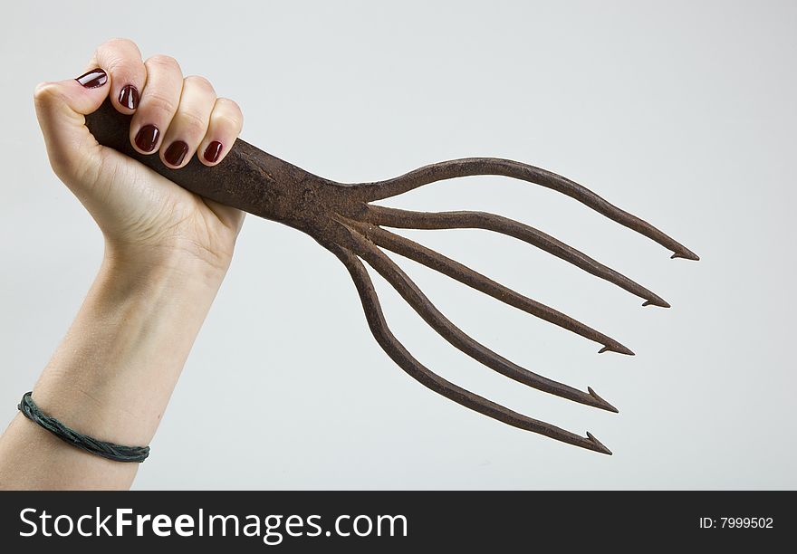 Woman hand holding a fork