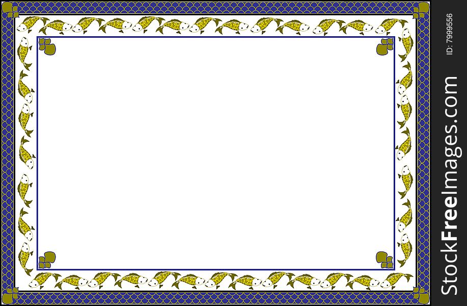 vector illustration of decor fish frame