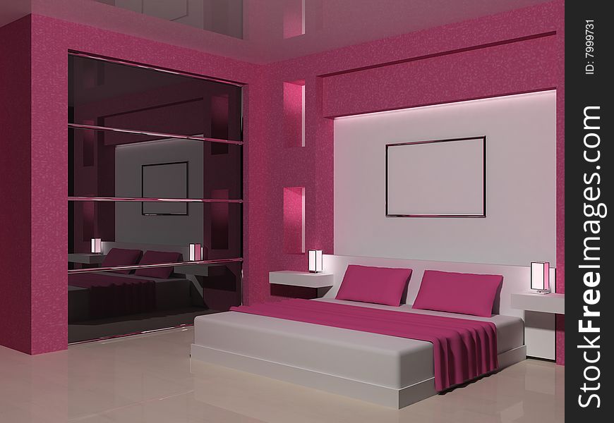 Modern scene of bedroom interior 3D