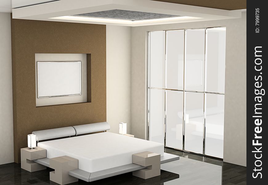 Modern scene of bedroom interior 3D