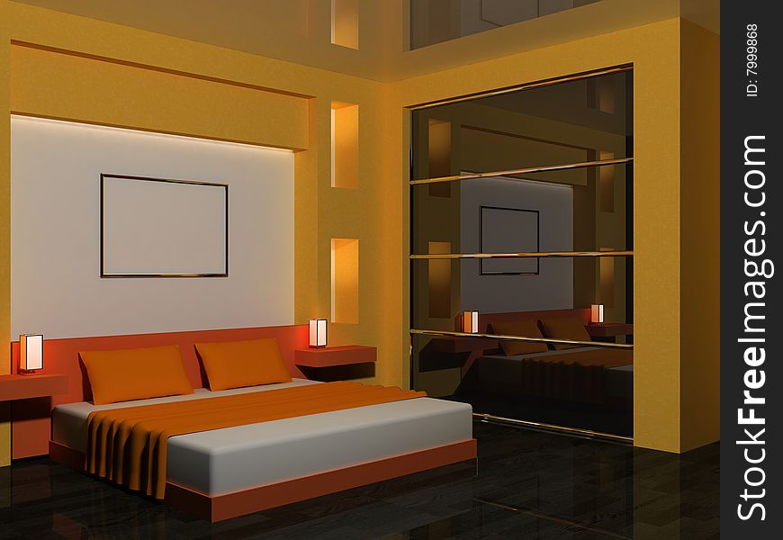 Modern scene of bedroom interior 3D