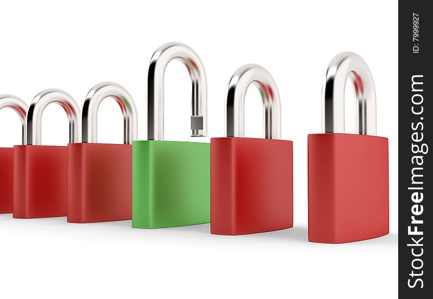 Different green padlock