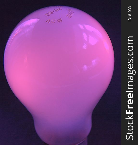 Close up of a purple light bulb
