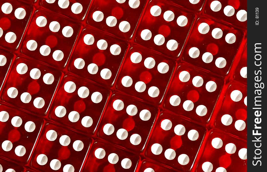 Red dices lined up together. Red dices lined up together